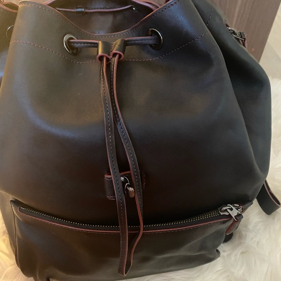 NEW Coach Black leather backpack with red trim - Picture 6 of 9